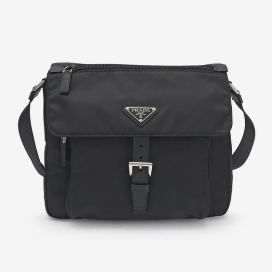PRADA 프라다 리나일론 및 사피아노 가죽 숄더백
