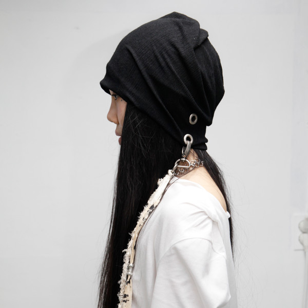 HANDMADE] BRAIDED HAIR KEYRING BEANIE, BLACK : PASTER