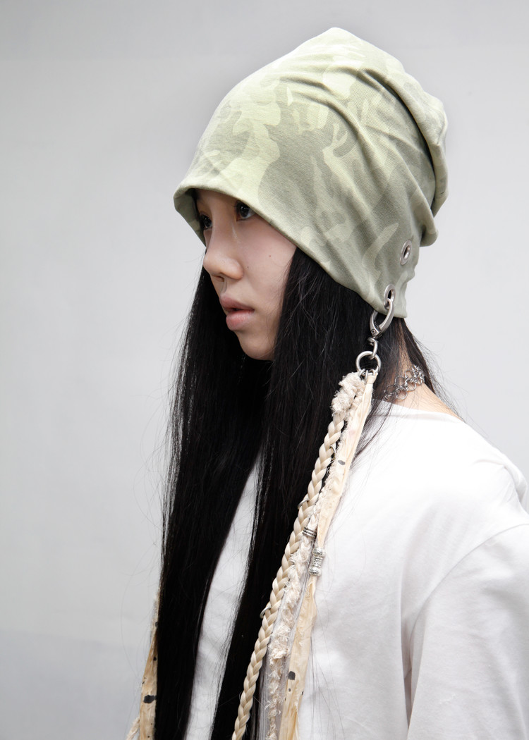 HANDMADE] BRAIDED HAIR KEYRING BEANIE, CAMO : PASTER