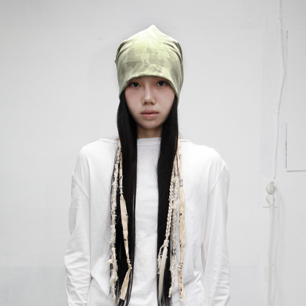 HANDMADE] BRAIDED HAIR KEYRING BEANIE, CAMO : PASTER