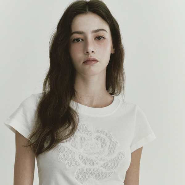 Tシャツ・カットソー [ASURA] ROSE APPLIQUE T (IVORY) ASURA] ROSE APPLIQUE T (IVORY) (ASURA/Tシャツ・カットソー