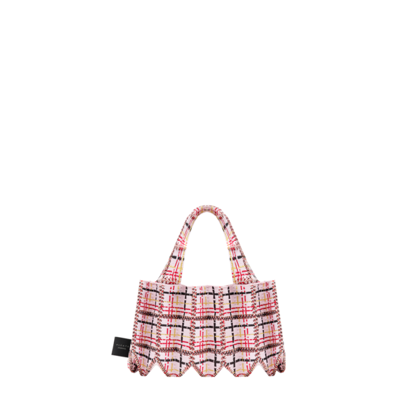 TWEED MINI TOTE BAG PALE PINK : PLEATSMAMA: Sustainable Knit
