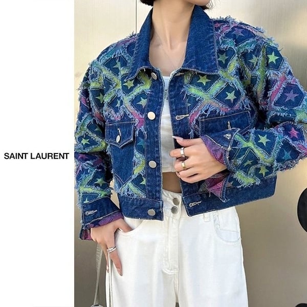 YSL 입생로랑 네온 스타 청자켓