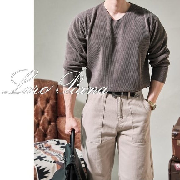 LORO PIANA 로로피아나 벨벳 머슬 긴팔티