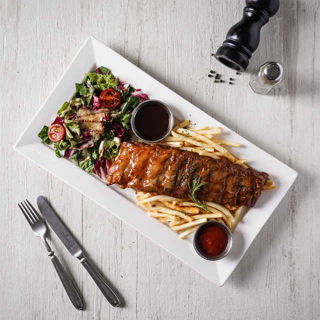 <b>등갈비 BBQ</b><br><span style="color: rgb(195, 6, 47);">  Grillde Back Ribs BBQ </span>