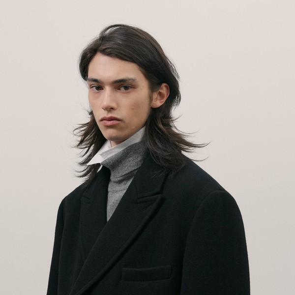 double-breasted wool coat black : LABEL ARCHIVE 라벨 아카이브