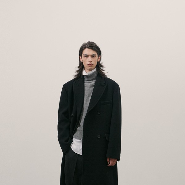 double-breasted wool coat black : LABEL ARCHIVE 라벨 아카이브