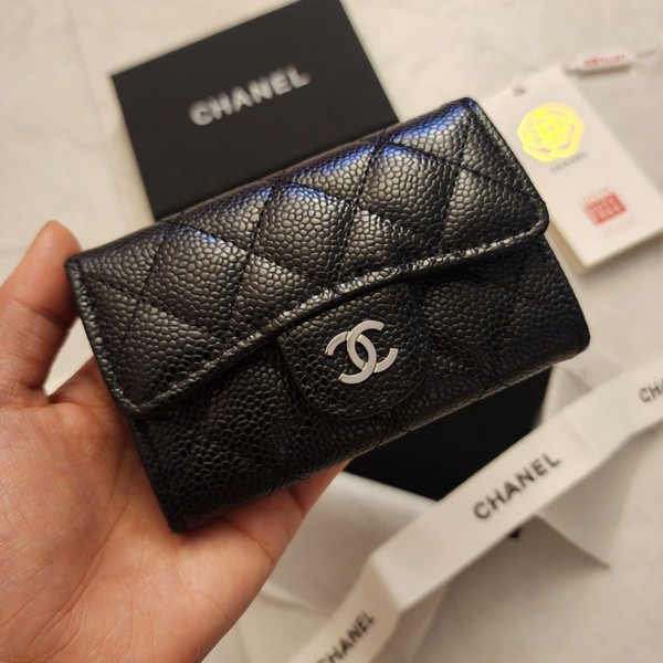 CHANEL 샤넬 캐비어 카드지갑 은장