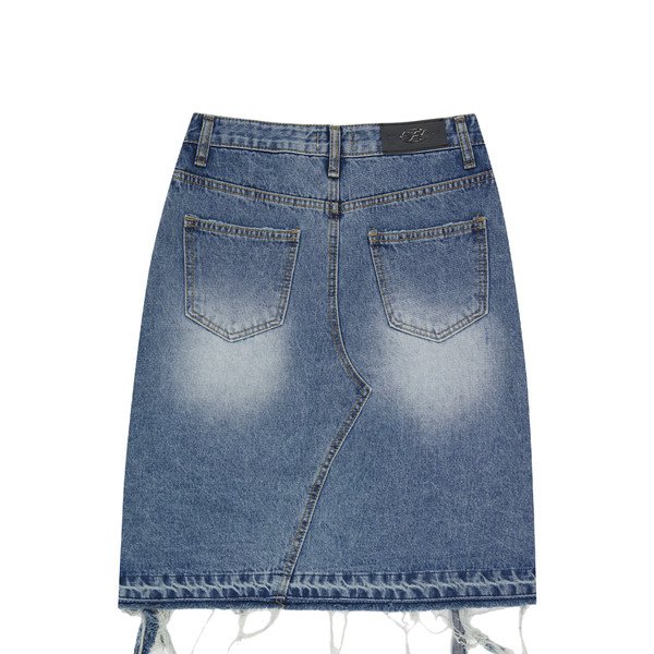 Damage Denim Midi skirt - Blue : 락케이크 Rock Cake