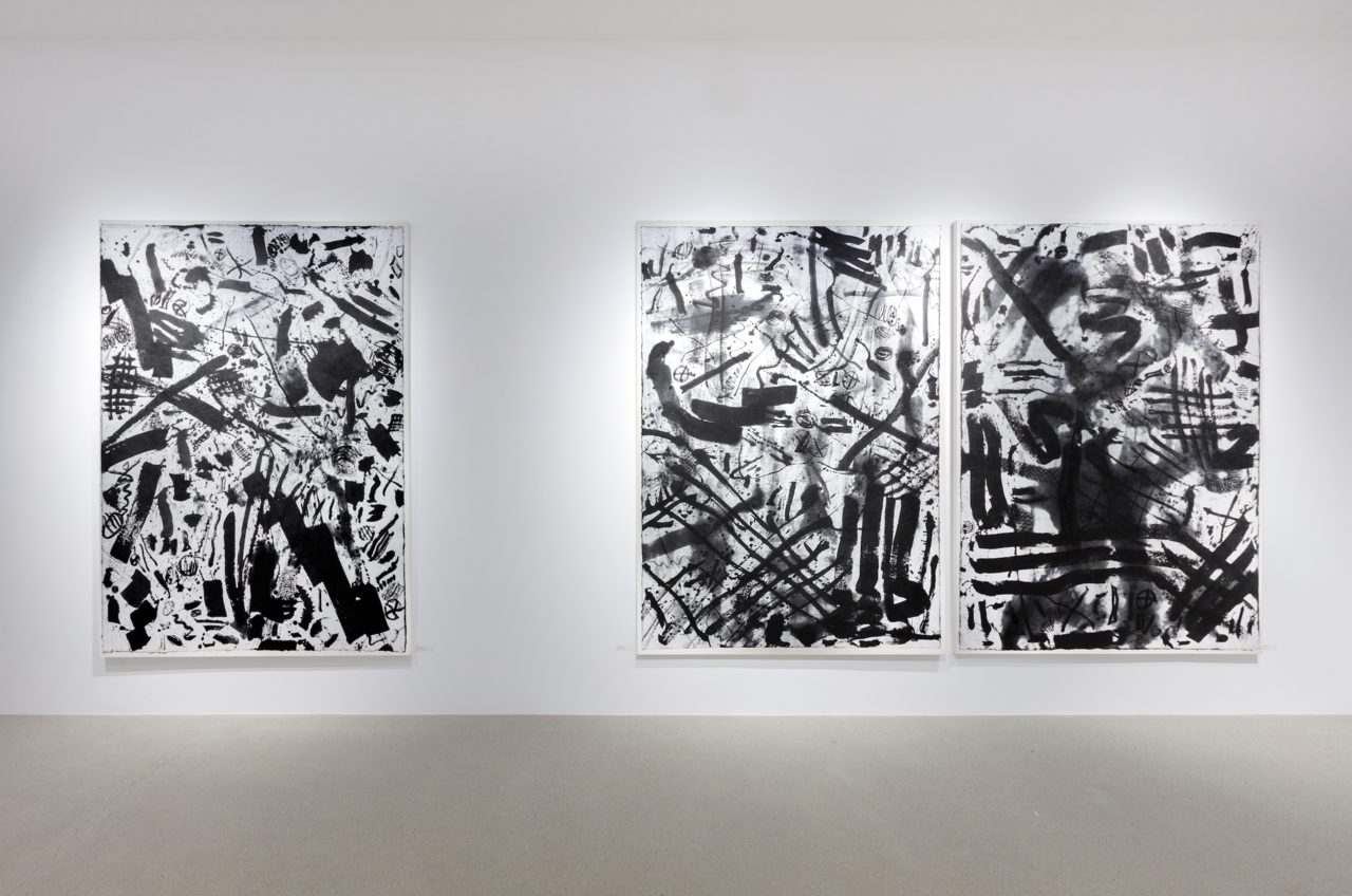 Installation (즉비산수(卽非山水) , 2024, 한지에 먹, 201x150cm)