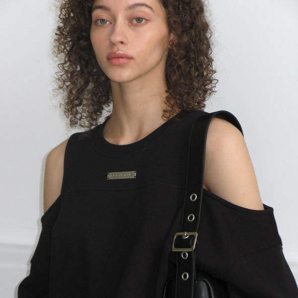Square Leather Belt Shoulder Bag - Black : 락케이크 Rock Cake