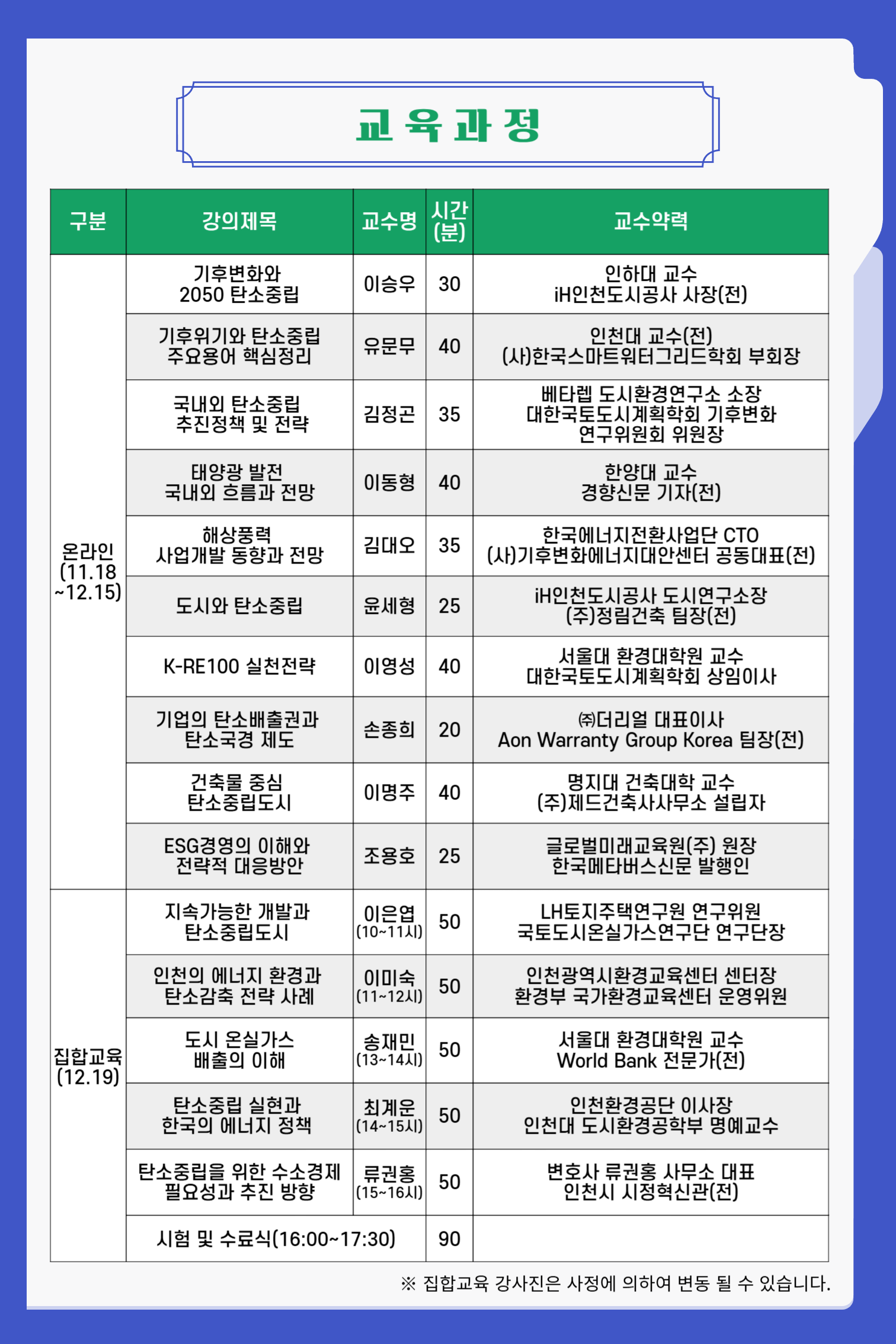 탄소중립지도사  민간자격증 교육과정
