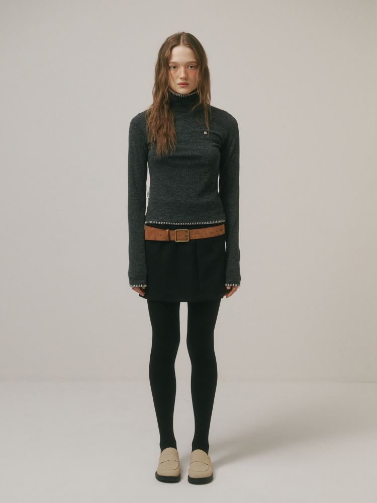 MELOT TURTLENECK T-SHIRT_GRAY : AMIDI