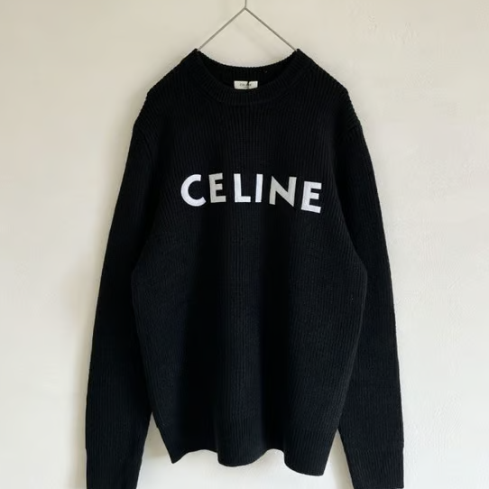 CELINE 셀린느 로고 리브드 울 니트