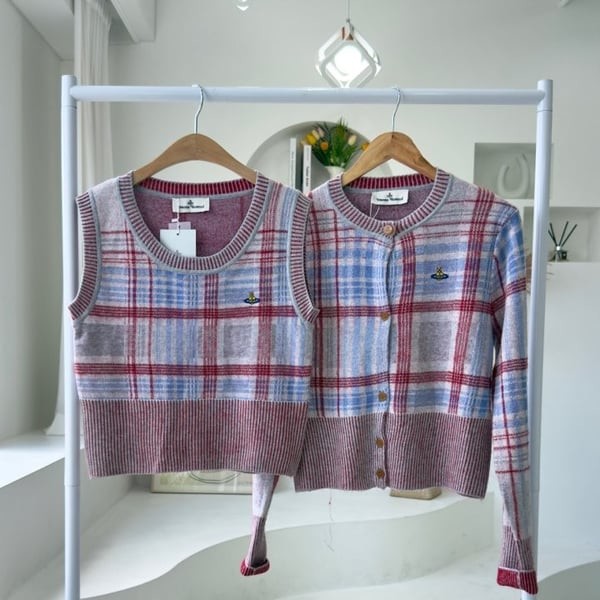 VIVIENNE WESTWOOD 비비안웨스트우드 체크 가디건 체크 조끼