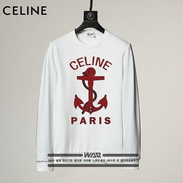 CELINE 셀린느 레드 닻 로고 밍크양기모 티셔츠