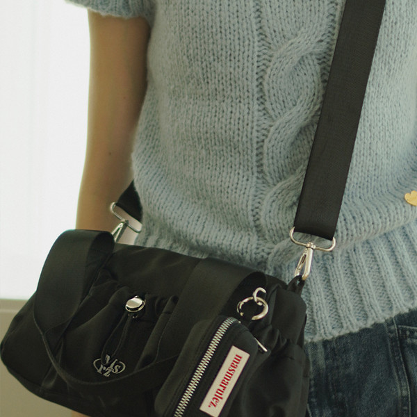 [masmarulez] mini ver. glossy tote cross bag バッグ ポーチ付 파우치세트] mini ver. glossy tote cross bag _Light gray