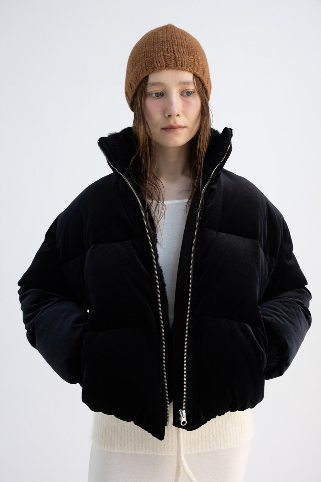 Alpaca hat (ivory / brown / gray / black) : MONOHA