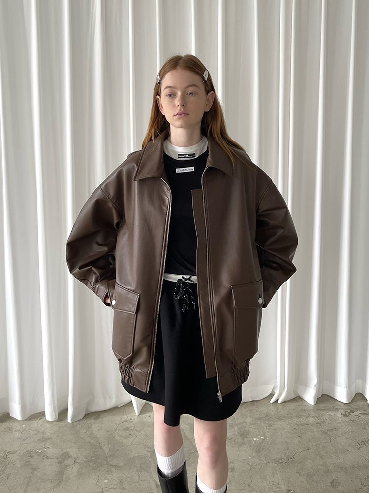 PFF GIRL large profile pilot leather jacket : 유스키트 YOUTHKIT