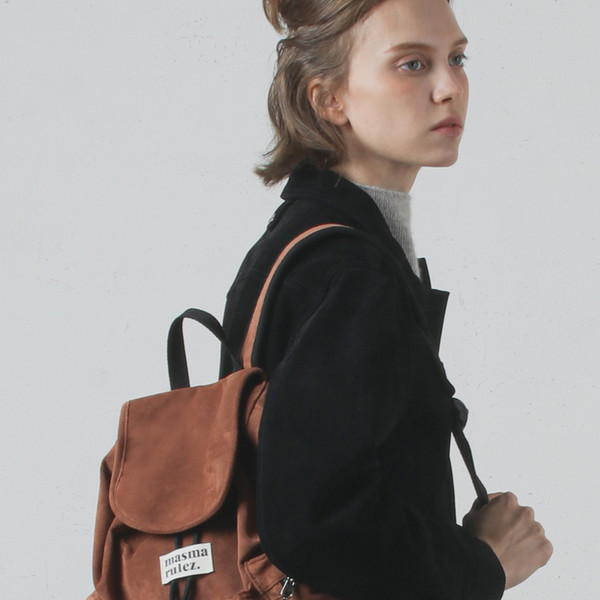 mini ver. Suede flap backpack _ Brown : Masmarulez [마스마룰즈]