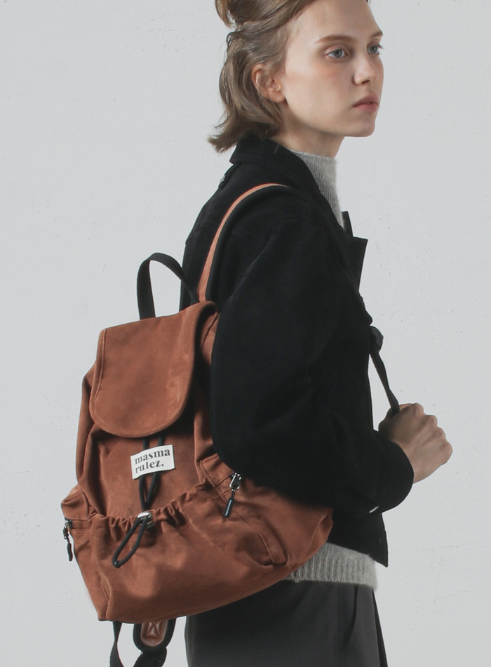 ★masmarulez★ Suede shirring mini flap backpack chocolate b MUSINSA | MASMARULEZ [INT] Suede shirring mini flap backpack