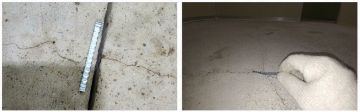 콘크리트 크랙 보수작업 - 크랙핀