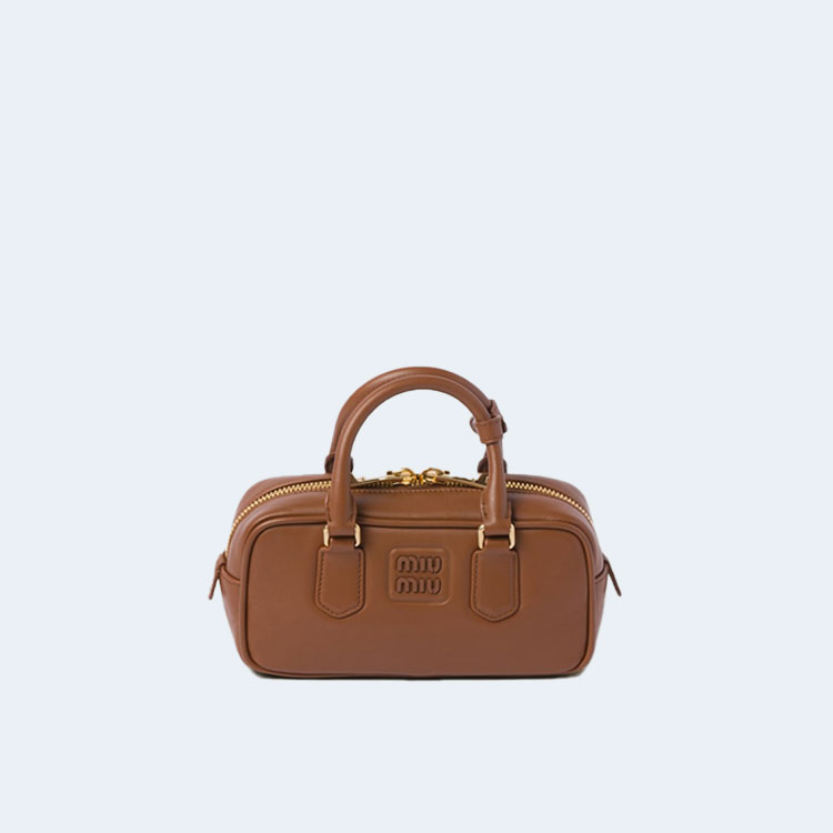 미우미우 레귤러 아르카디 가죽백 코냑