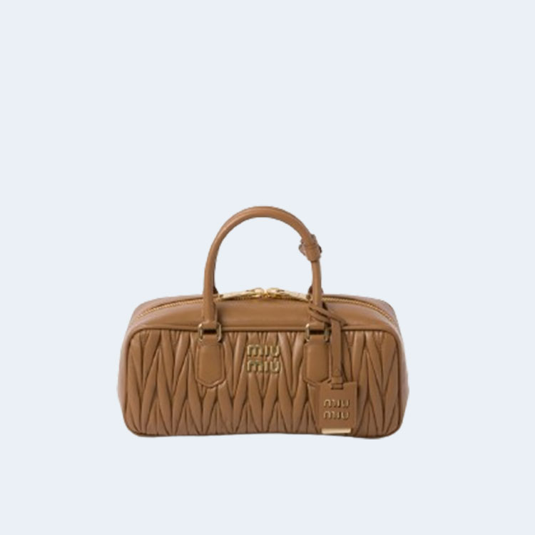 미우미우 라지 아르카디 마테라쎄 나파 가죽백 브라운