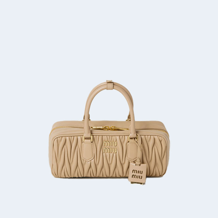 미우미우 라지 아르카디 마테라쎄 나파 가죽백 베이지