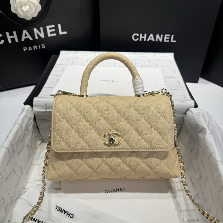 샤넬 24A COCO 탑 핸드 캐비어 백