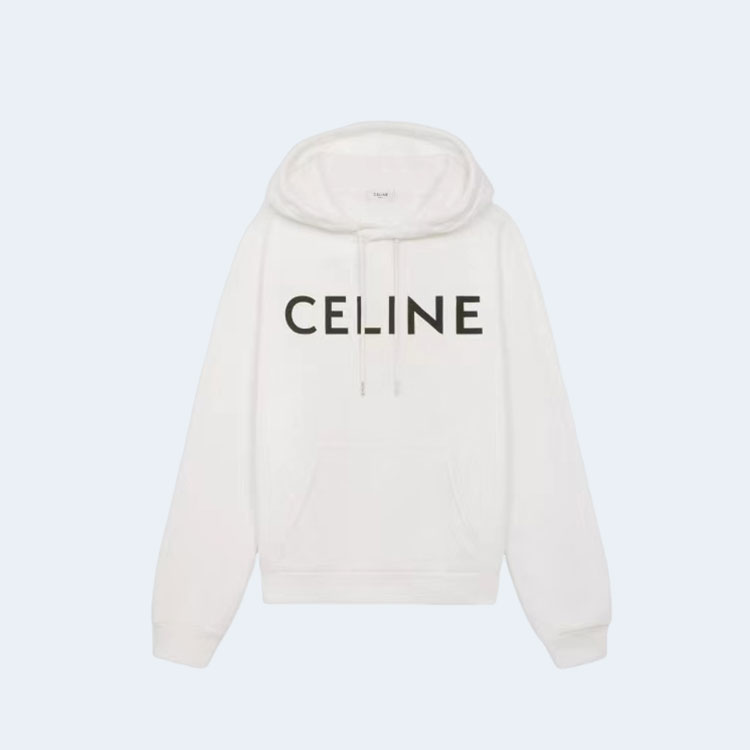 셀린느 화이트 레터링 로고 후드 스웨트