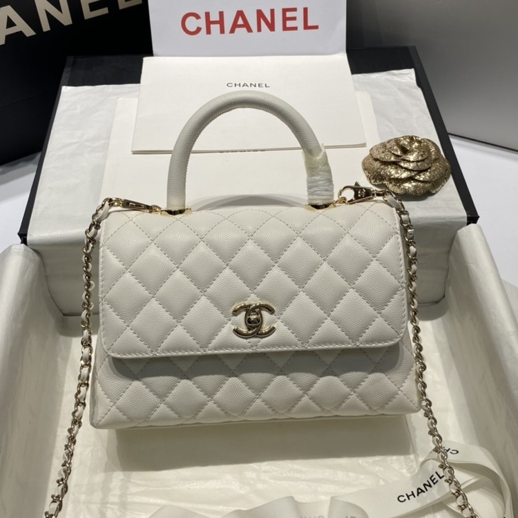 샤넬 24A COCO 탑 핸드 캐비어 백