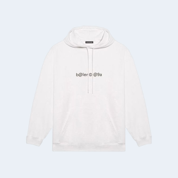 발렌시아가 심볼릭 체스트 크리에이티브 로고 레트로 후드 화이트