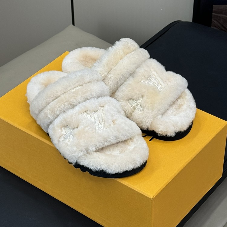 루이비통 선셋 플랫 컴포트 뮬 화이트