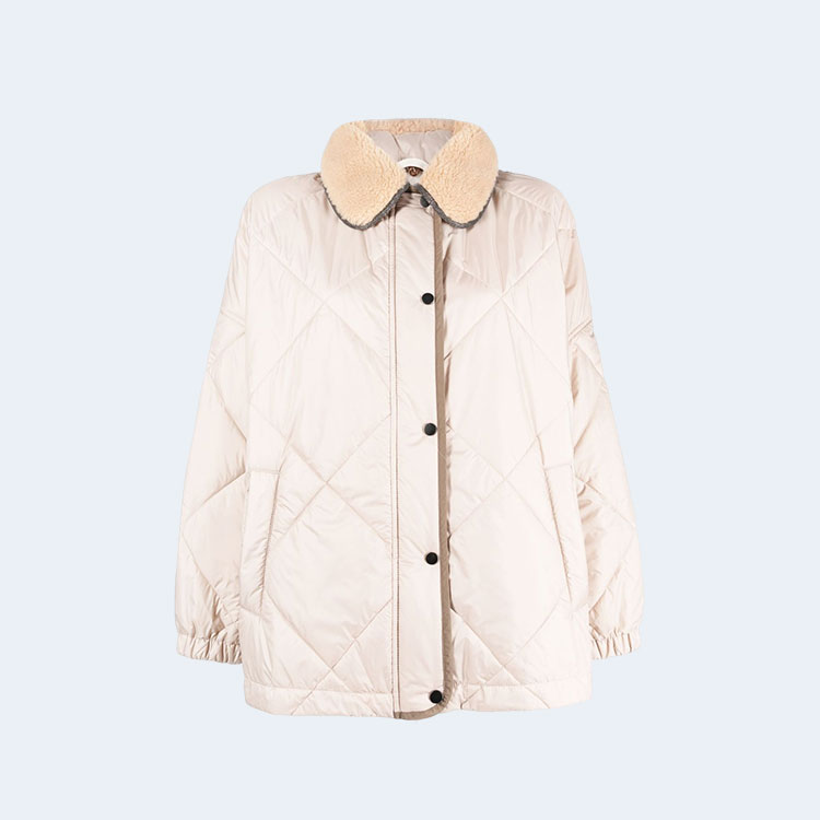 브루넬로 쿠치넬리 프레스 스터드 퀄팅 화이트 자켓