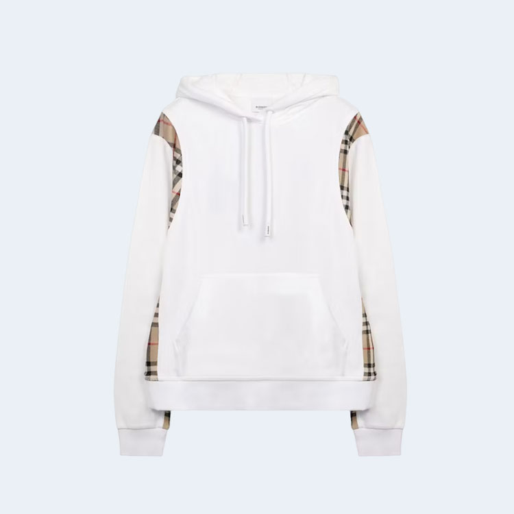 버버리 빈티지 체크 파넬 후디 화이트
