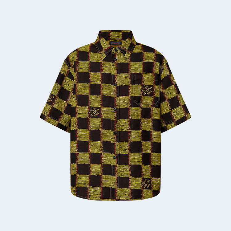 루이비통 쇼트 슬리브 다미에 울 셔츠 1AFAW9