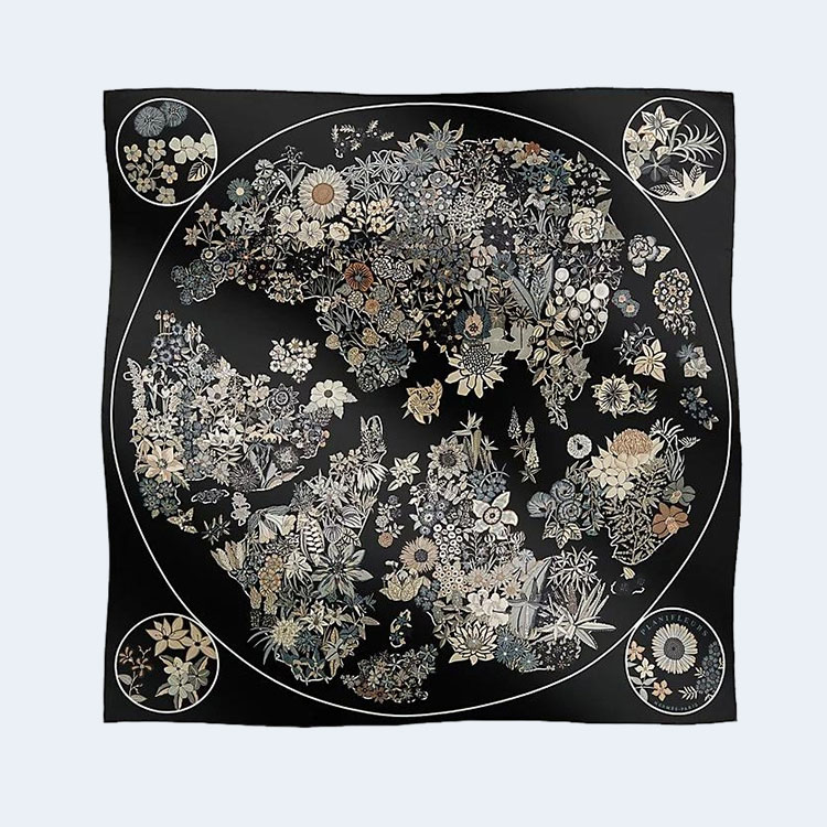 에르메스 플랑플뢰르 90 블랙 스카프