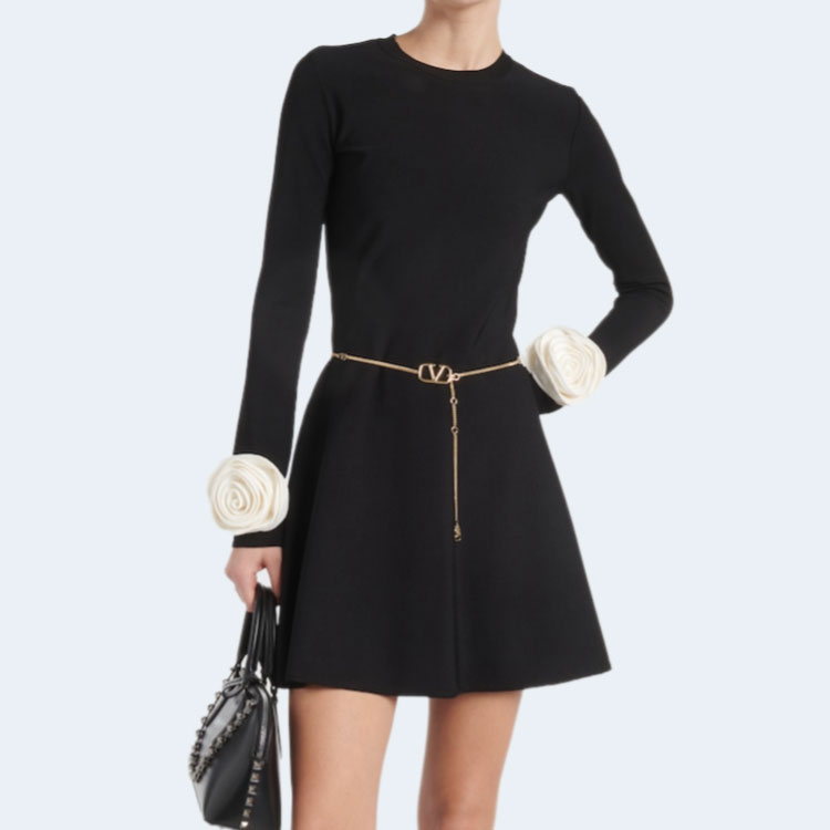 발렌티노 플로럴 아플리케 미니드레스