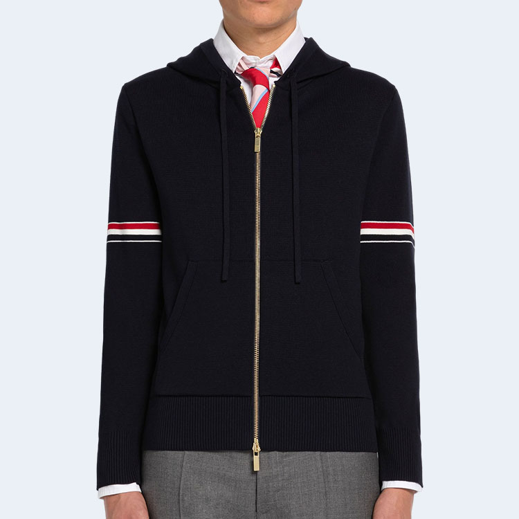 톰브라운 코튼 밀라노 암밴드 후디 네이비