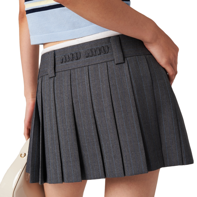 미우미우 플리츠 핀스트라이프 스커트