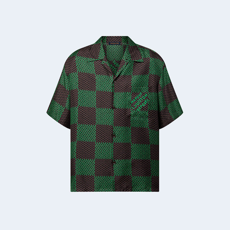 루이비통 오픈 칼라 쇼트 슬리브드 실크 셔츠 1AFJAS