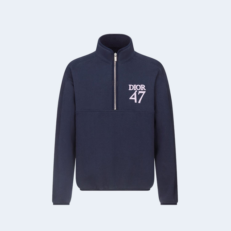 디올 레귤러 핏 스탠드 칼라 스웨터 네이비