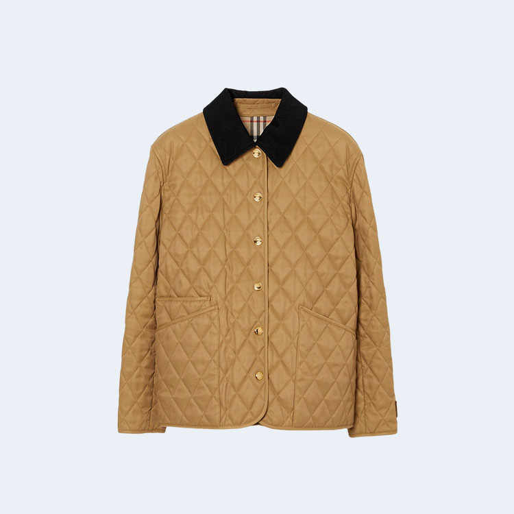 버버리 코듀로이 칼라 다이아몬드 퀄팅 자켓