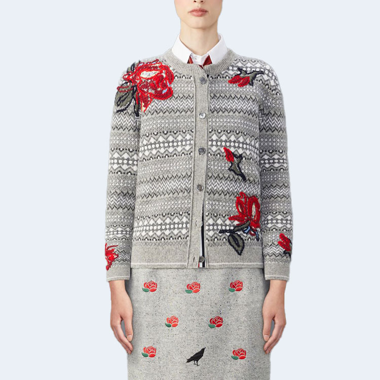 톰브라운 울 로즈 크루넬 가디건