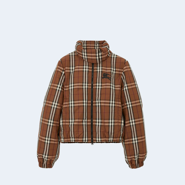 버버리 크롭 체크 나일론 퍼퍼 자켓