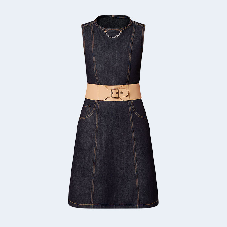 루이비통 아일릿 벨트 데님 드레스 1AFGA5