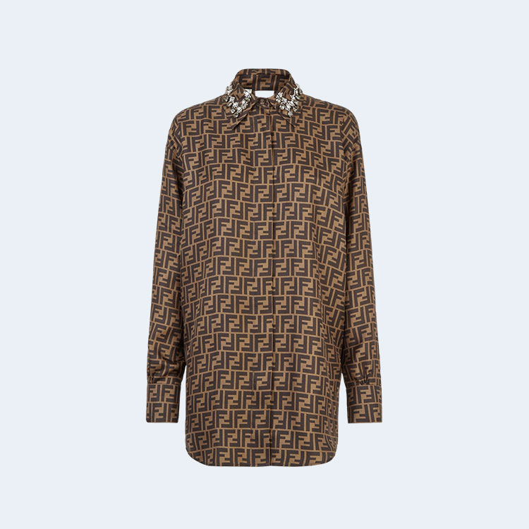 펜디 브라운 FF 트윌 셔츠 드레스