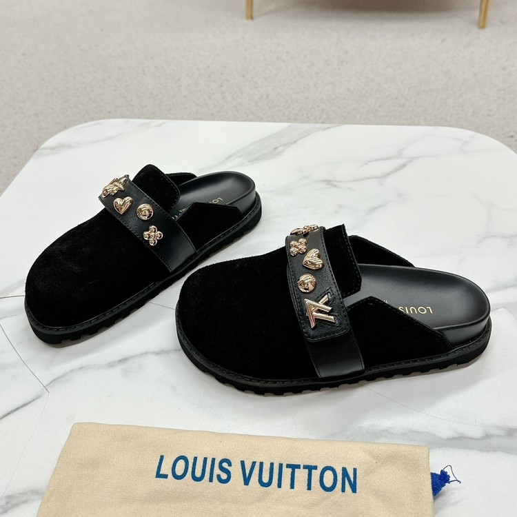 루이비통 코지 플랫 컴포트 클로그 시어링