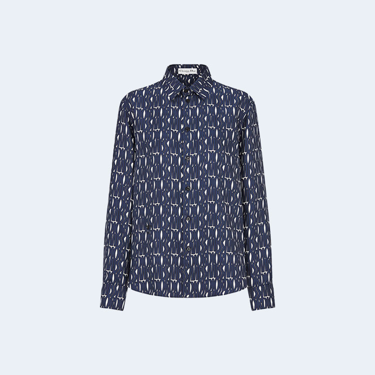 디올 네이비 블루 Miss Dior Allover 모티브 블라우스
